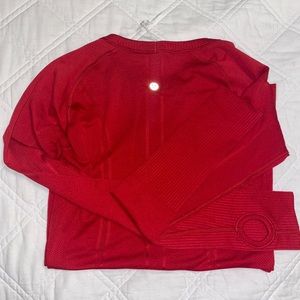 Red lululemon swiftly tech long sleeve